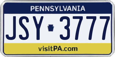 PA license plate JSY3777