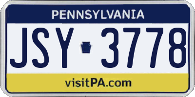 PA license plate JSY3778