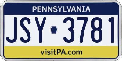 PA license plate JSY3781