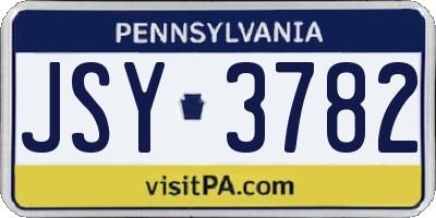 PA license plate JSY3782