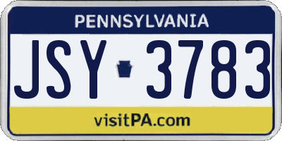 PA license plate JSY3783