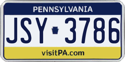PA license plate JSY3786