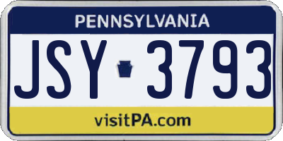 PA license plate JSY3793