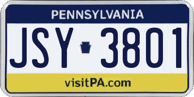 PA license plate JSY3801