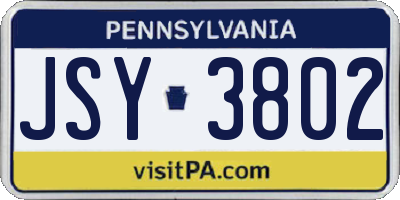 PA license plate JSY3802