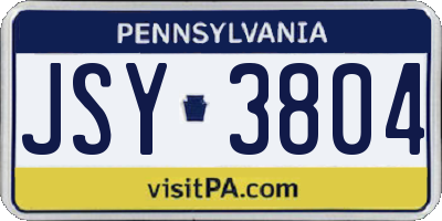 PA license plate JSY3804