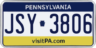 PA license plate JSY3806