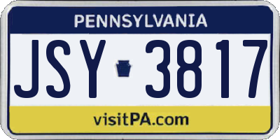 PA license plate JSY3817