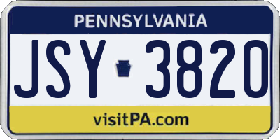 PA license plate JSY3820