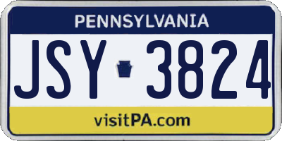 PA license plate JSY3824