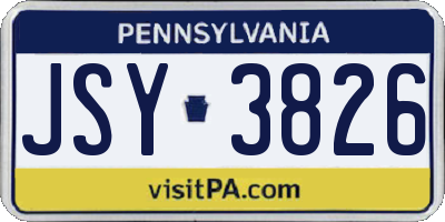 PA license plate JSY3826