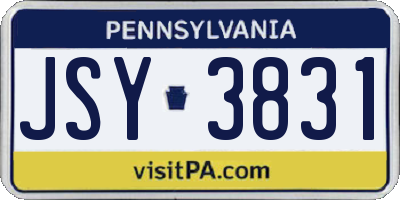 PA license plate JSY3831