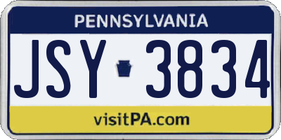 PA license plate JSY3834