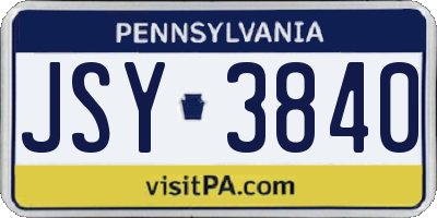 PA license plate JSY3840