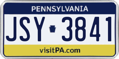 PA license plate JSY3841