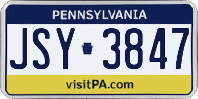 PA license plate JSY3847