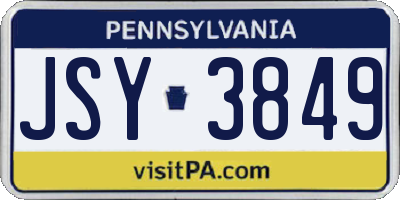 PA license plate JSY3849