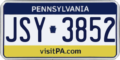 PA license plate JSY3852