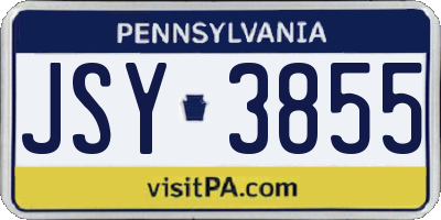 PA license plate JSY3855