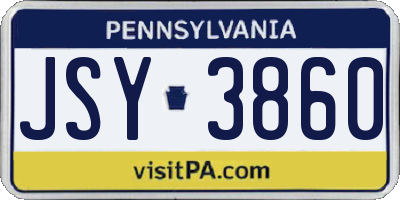 PA license plate JSY3860