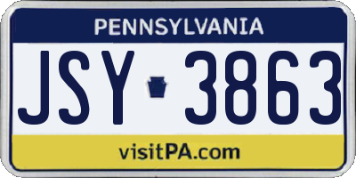 PA license plate JSY3863