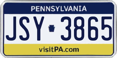 PA license plate JSY3865
