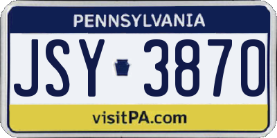 PA license plate JSY3870