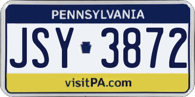PA license plate JSY3872