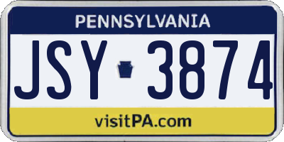 PA license plate JSY3874