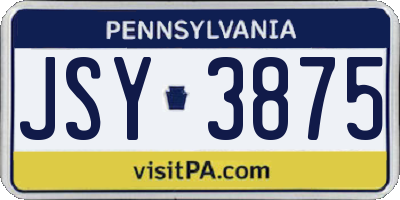 PA license plate JSY3875