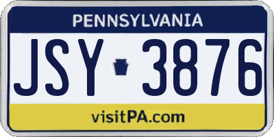 PA license plate JSY3876