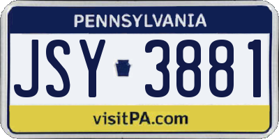 PA license plate JSY3881