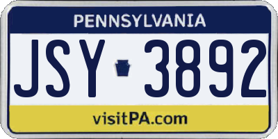 PA license plate JSY3892