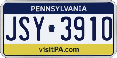 PA license plate JSY3910