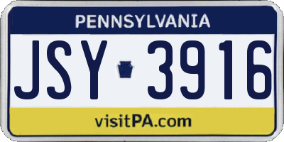 PA license plate JSY3916