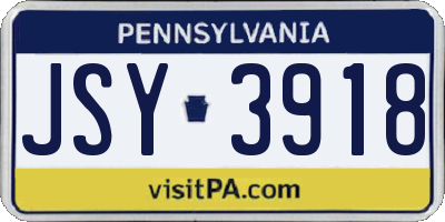 PA license plate JSY3918