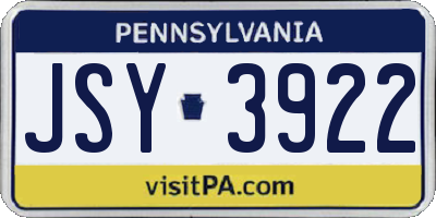 PA license plate JSY3922