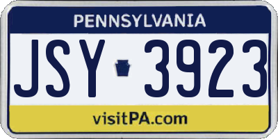 PA license plate JSY3923