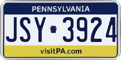 PA license plate JSY3924