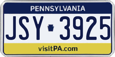 PA license plate JSY3925