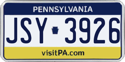 PA license plate JSY3926