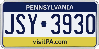 PA license plate JSY3930