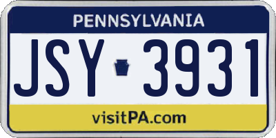 PA license plate JSY3931