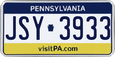 PA license plate JSY3933