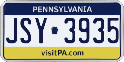 PA license plate JSY3935