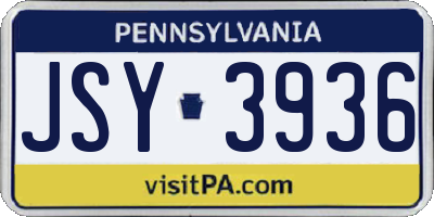 PA license plate JSY3936