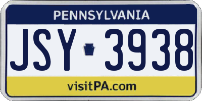 PA license plate JSY3938