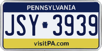 PA license plate JSY3939