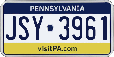 PA license plate JSY3961