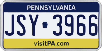 PA license plate JSY3966